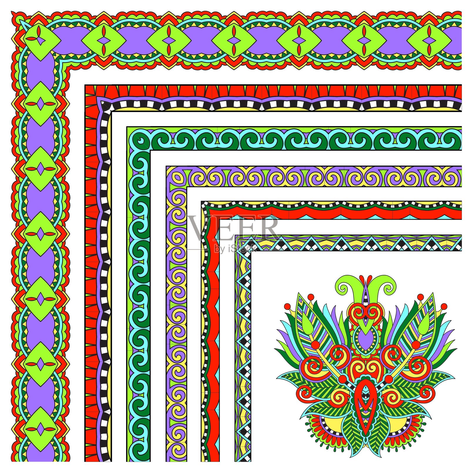 花卉复古框架设计集设计元素图片