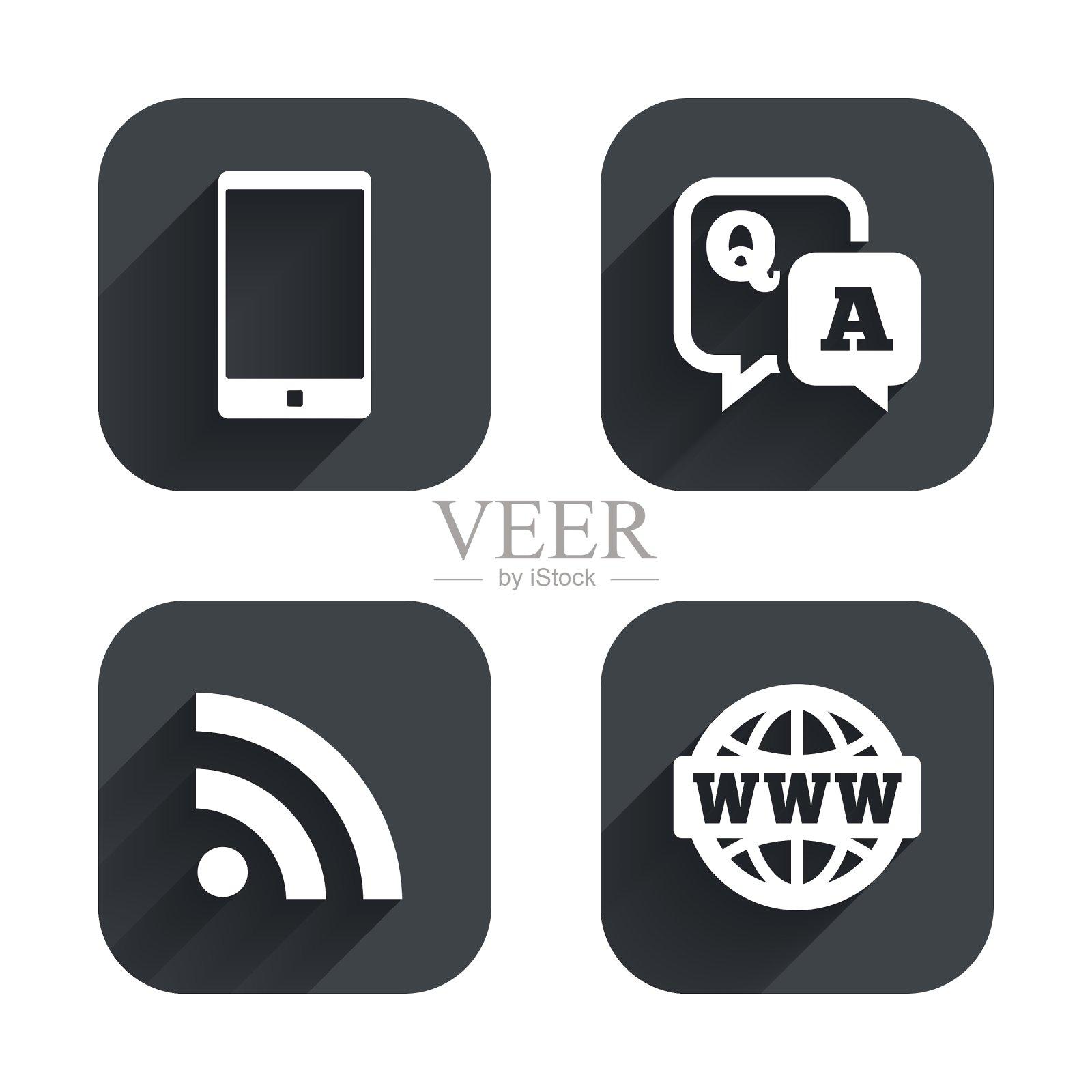 问答图标智能手机和聊天气泡图标素材