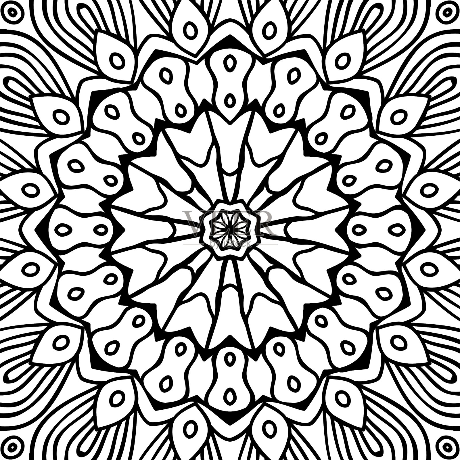 曼荼罗着色页面插画图片素材