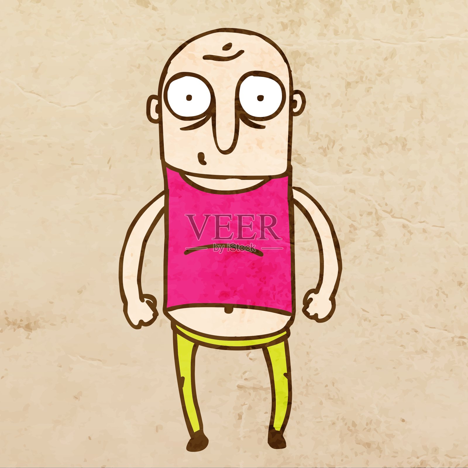 秃头的卡通插画图片素材