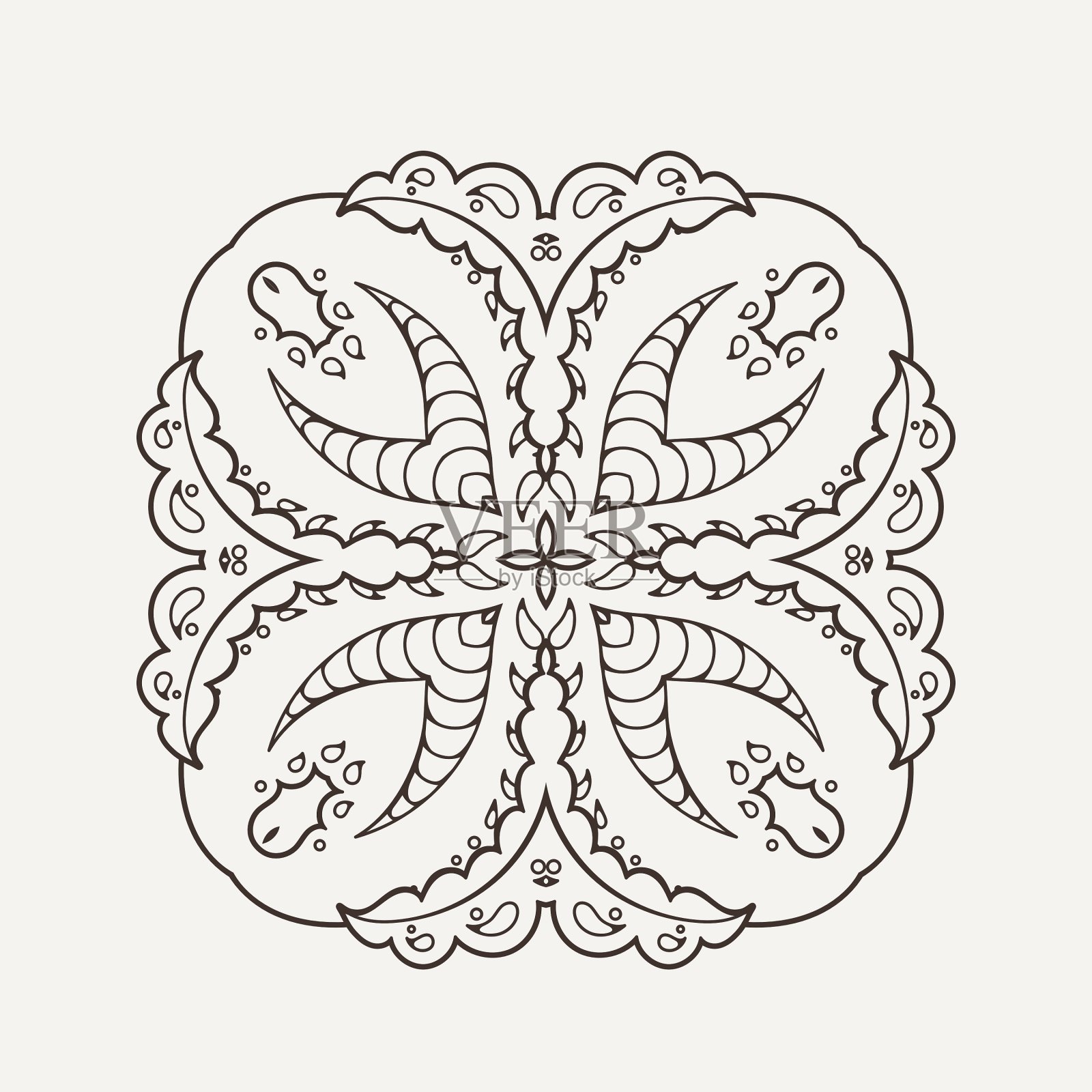 曼陀罗曼海蒂花边纹身东方编织插画图片素材