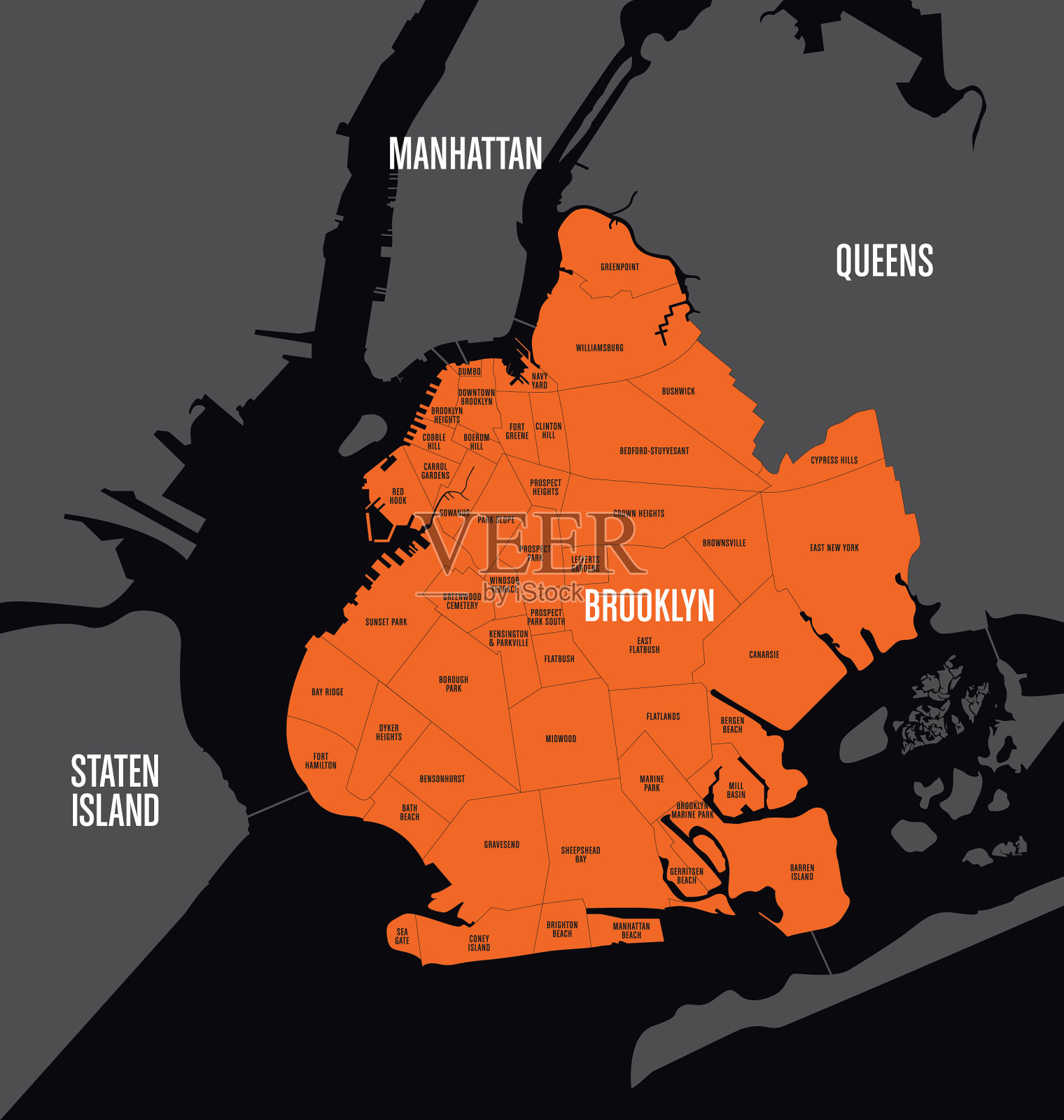 布鲁克林的地图插画图片素材