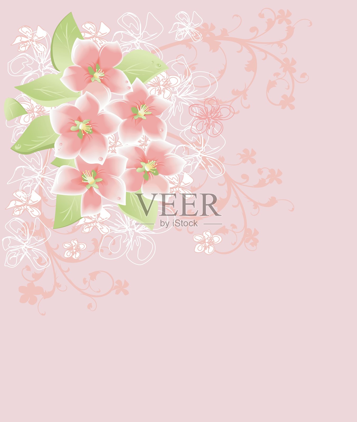 粉红色的花插画图片素材