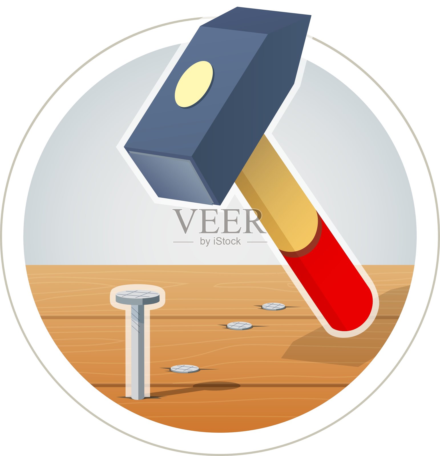 锤子和钉子设计元素图片