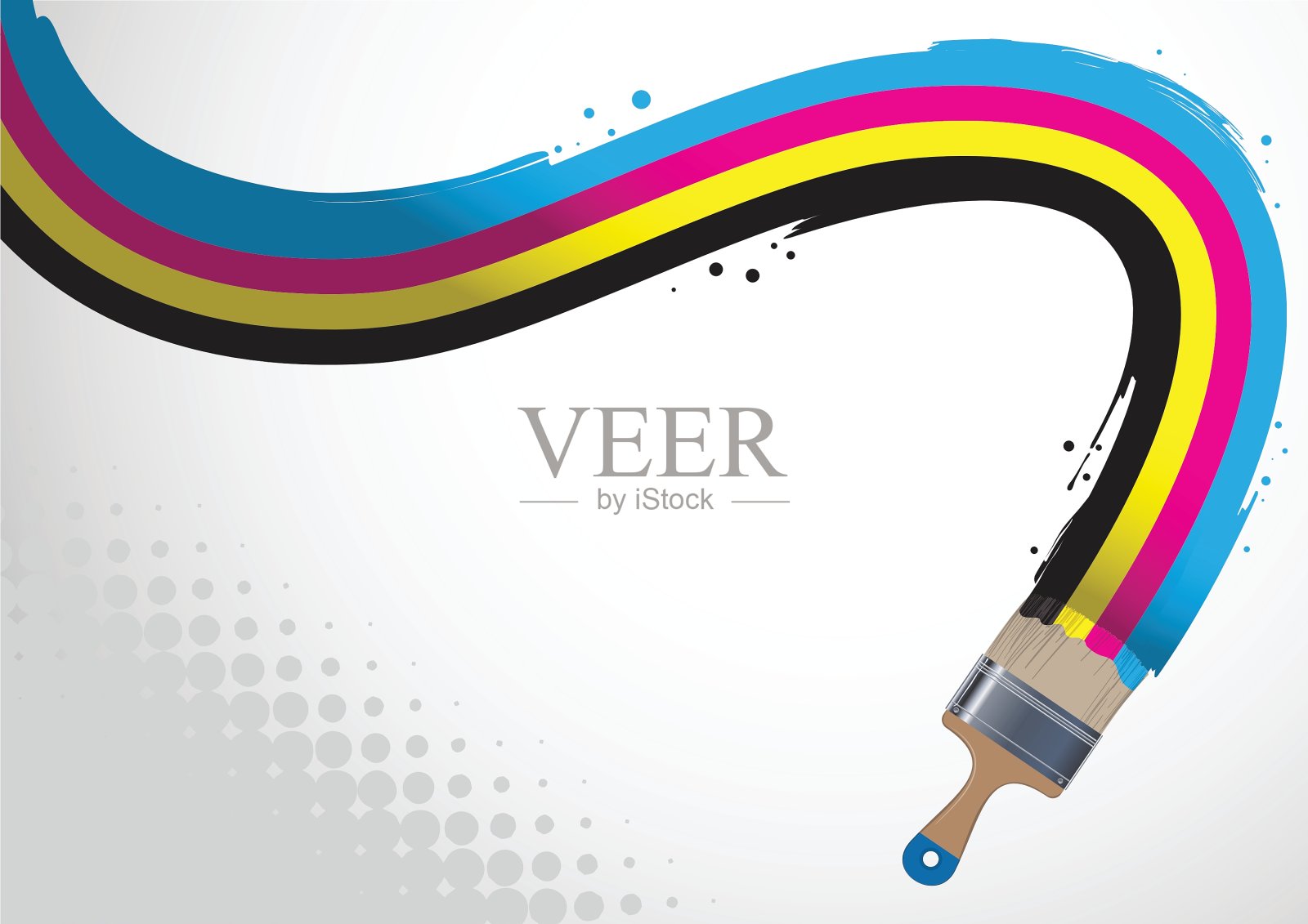 画笔绘制一条CMYK线插画图片素材