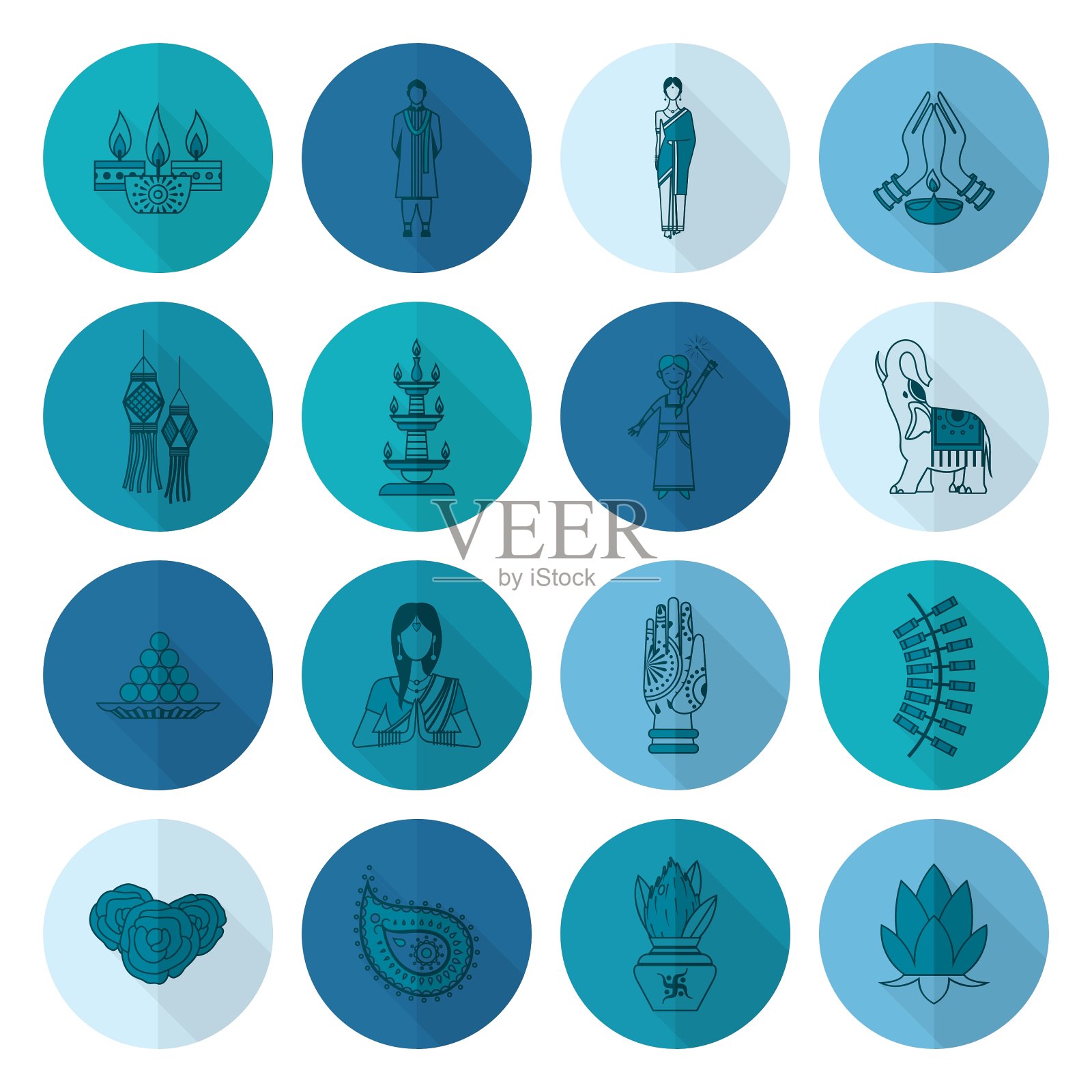 排灯节印度节日图标插画图片素材