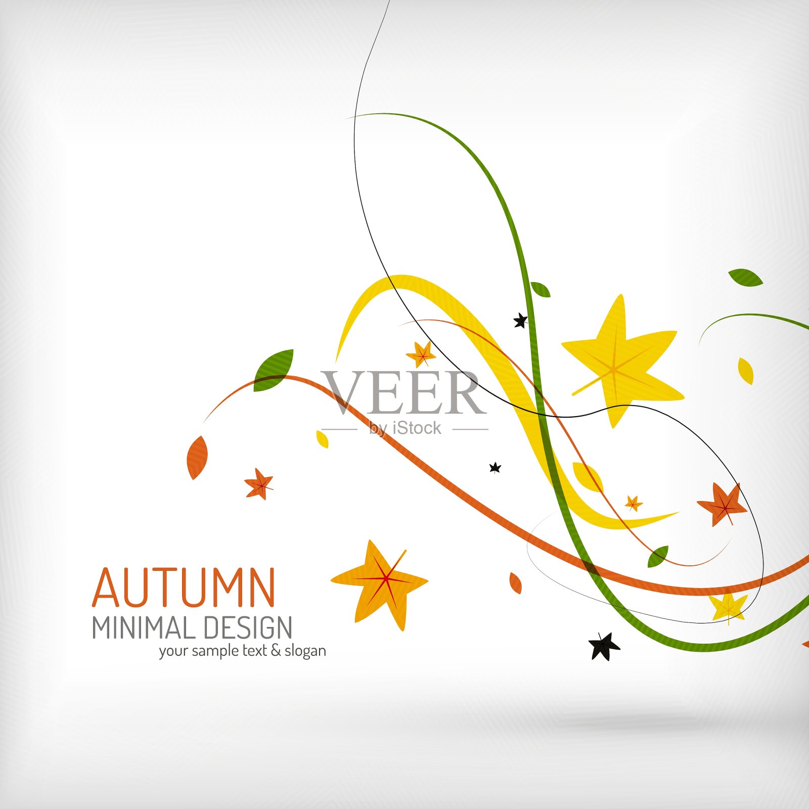 秋天的花波浪在白色的背景插画图片素材