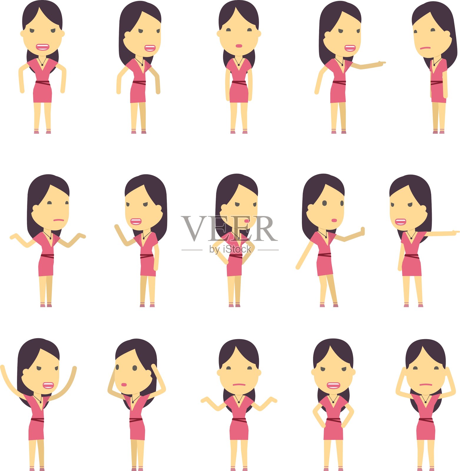 城市人物设置在不同的姿态简单平插画图片素材