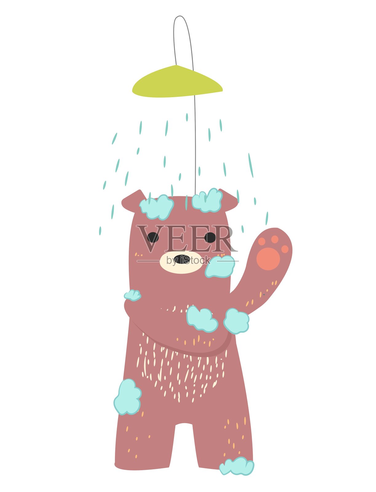 熊洗澡插画图片素材