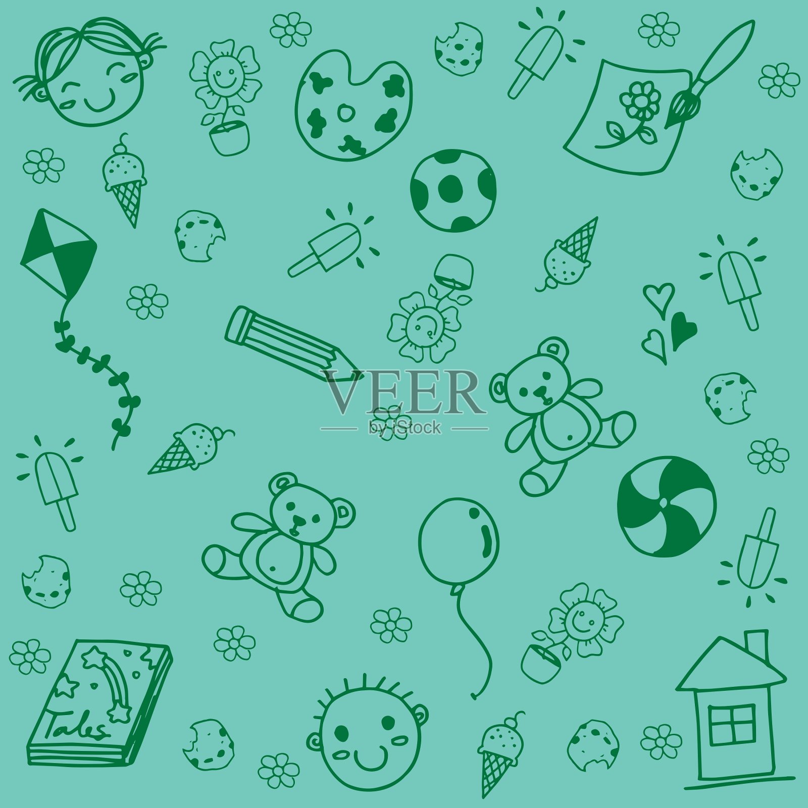 儿童玩具涂鸦艺术插画图片素材