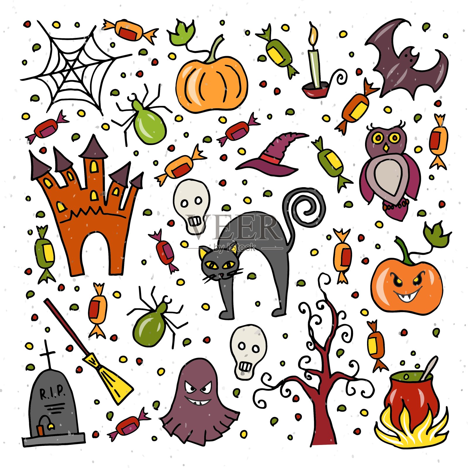 万圣节派对模板设计元素图片