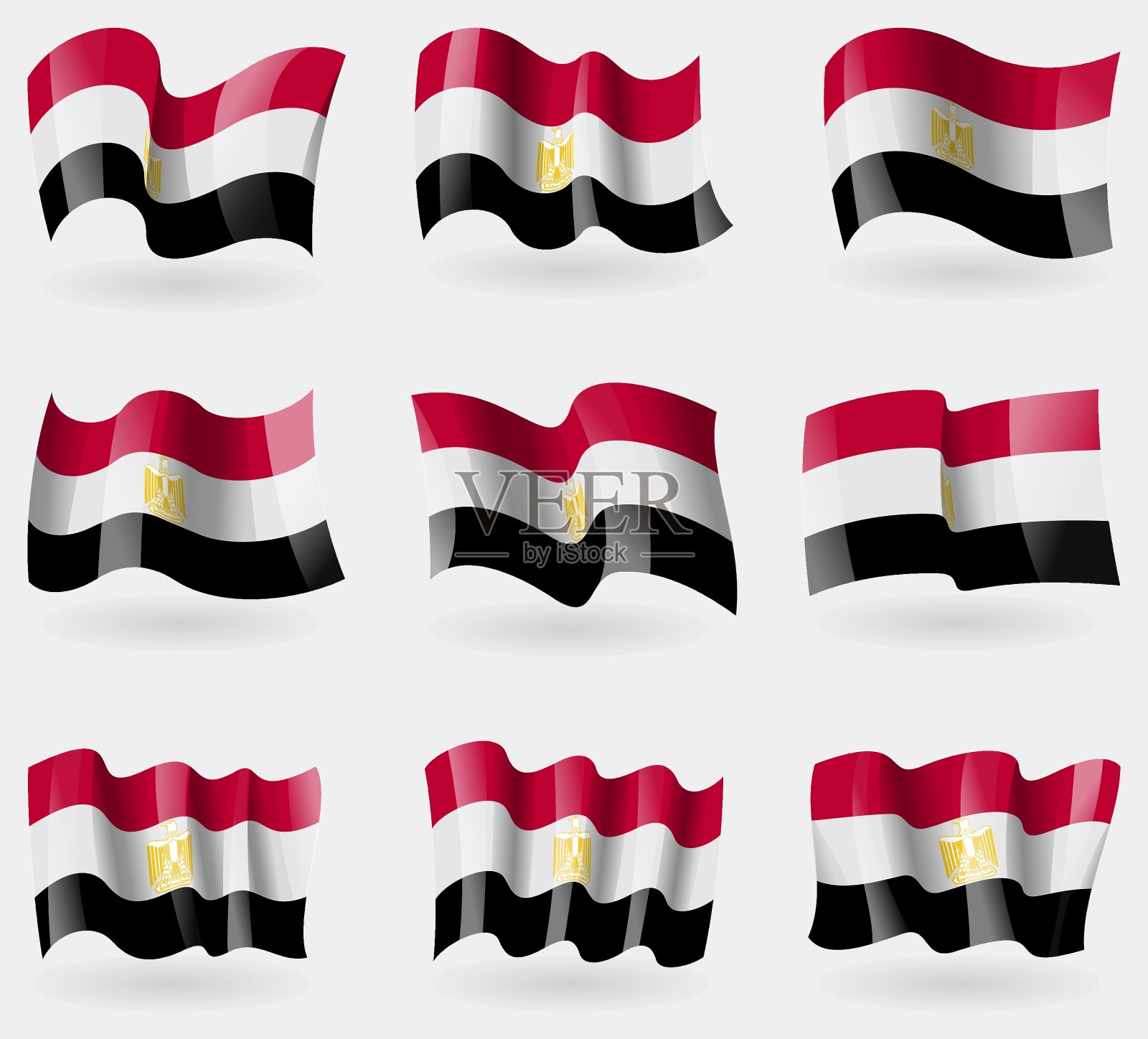 埃及国旗在空中飘扬插画图片素材