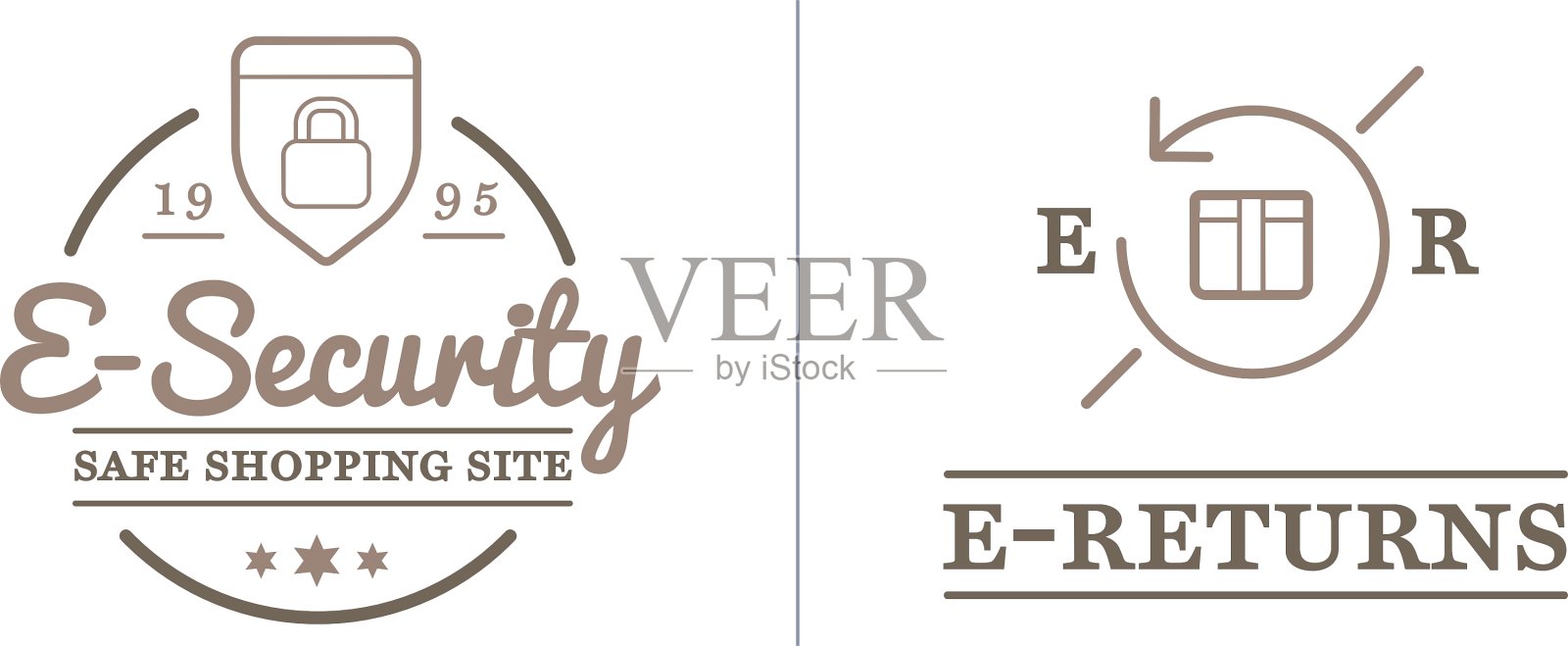 一套电子商务图标购物和网上可以插画图片素材