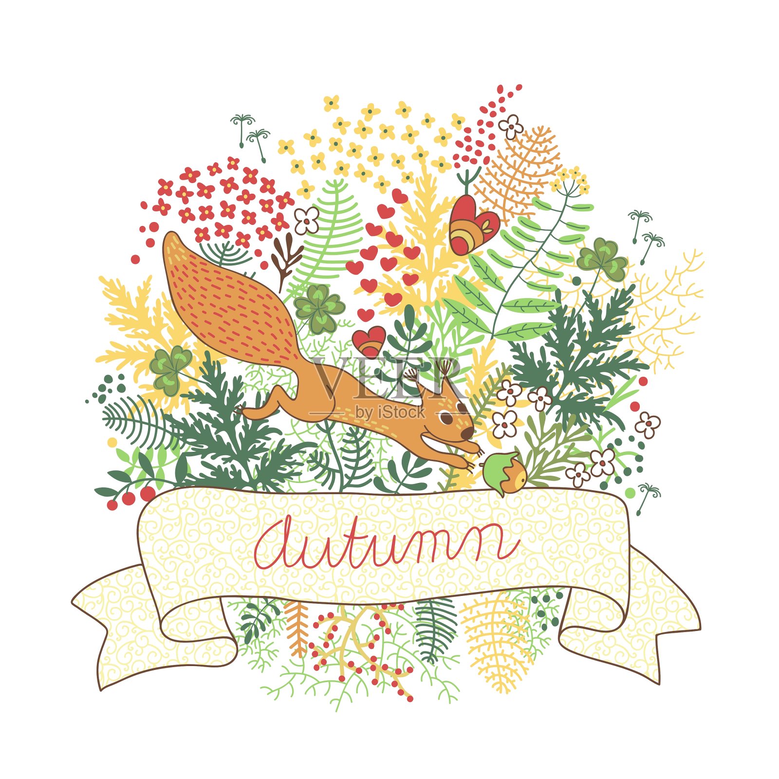 漂亮的卡片上有一只松鼠设计元素图片