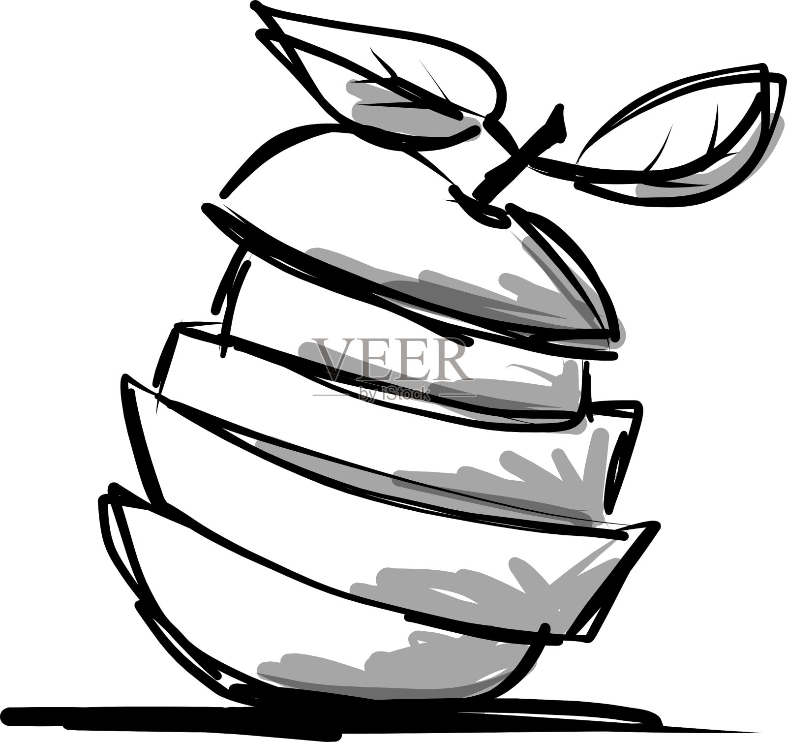 水果切片苹果形状素描为您插画图片素材