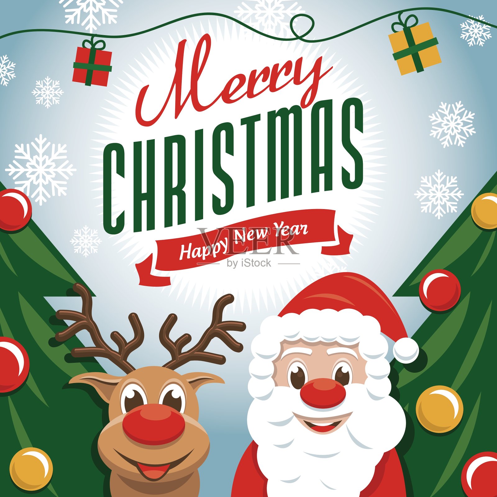 可爱的圣诞贺卡设计模板素材