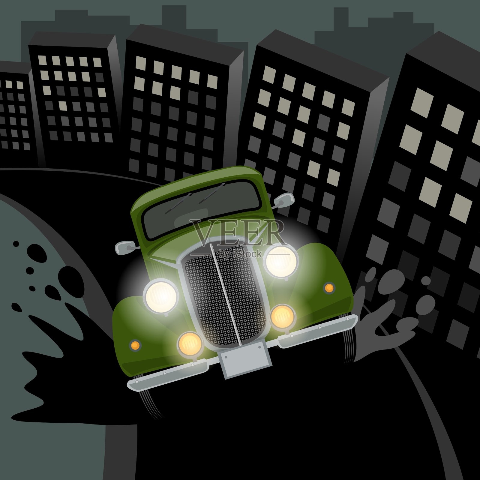 复古怀旧的车插画图片素材