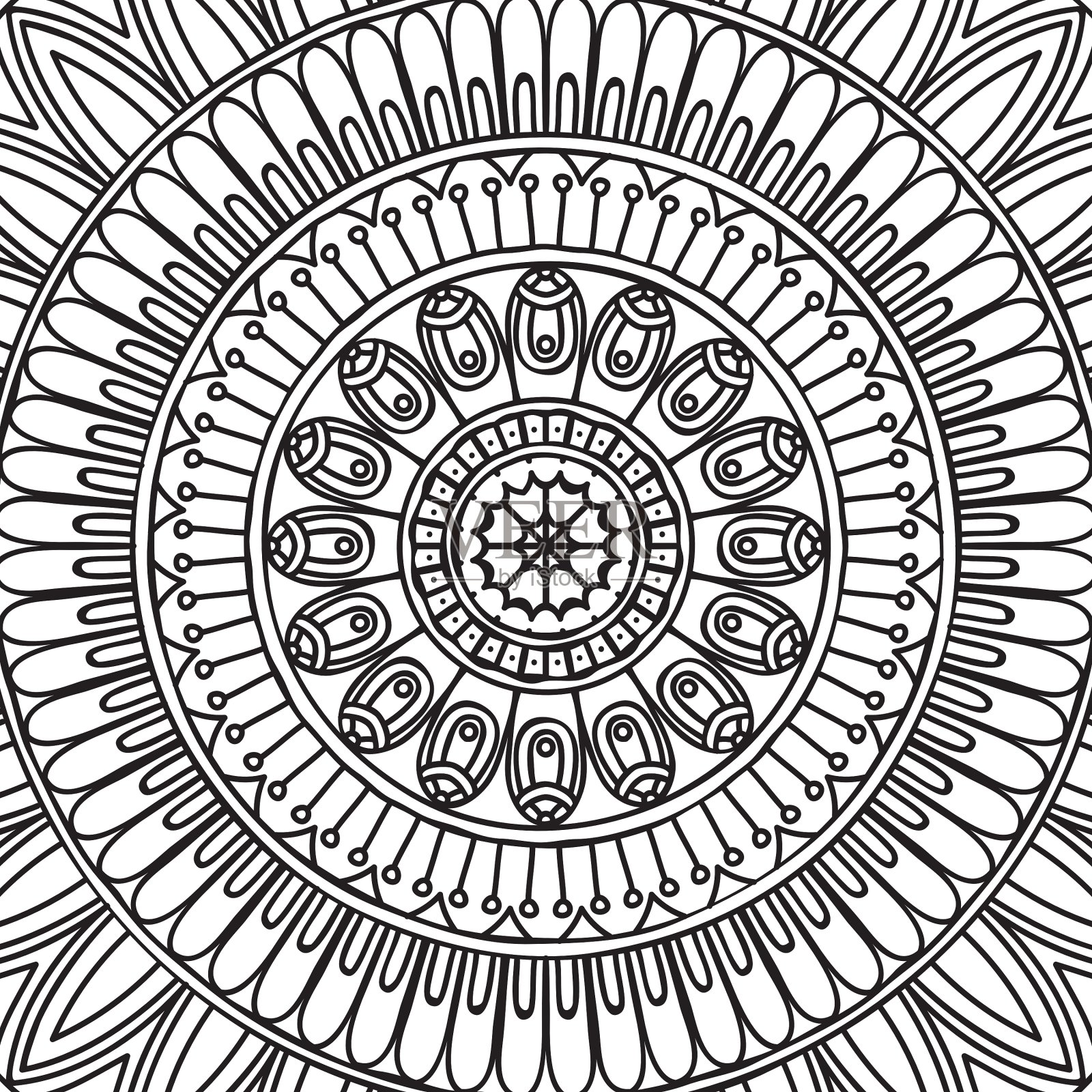 曼荼罗着色页面插画图片素材