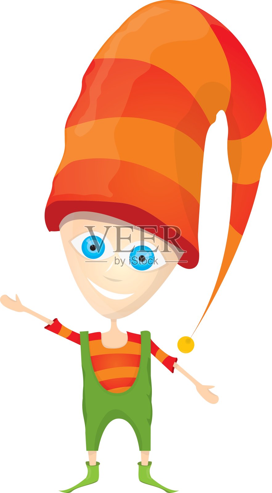 卡通可爱的快乐圣诞小精灵设计元素图片