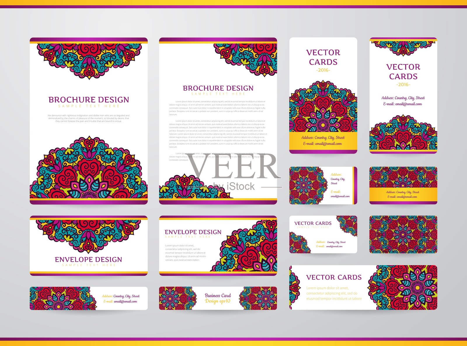 带有曼荼罗的名片插画图片素材