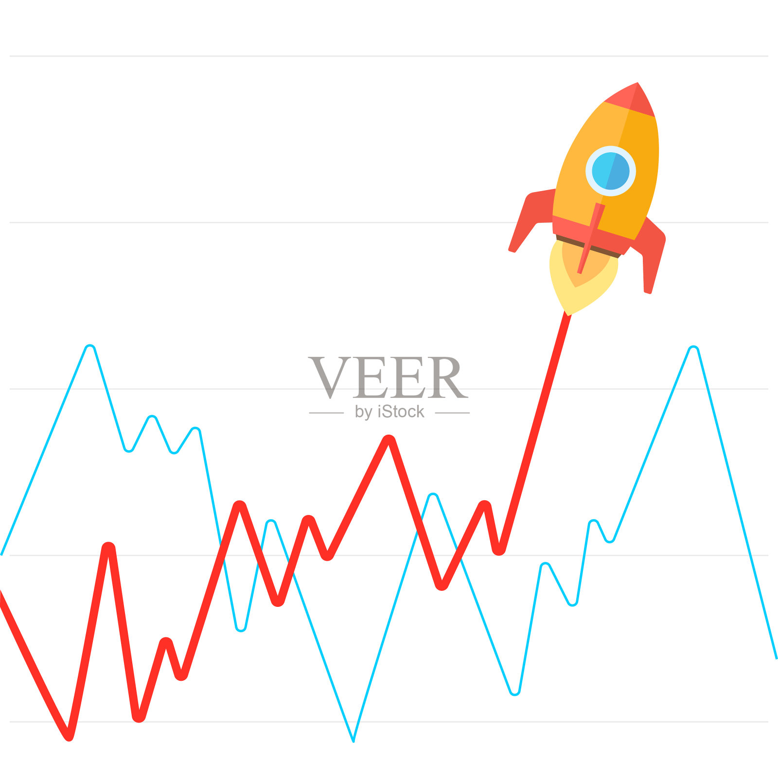 收入曲线像火箭一样直线上升设计元素图片