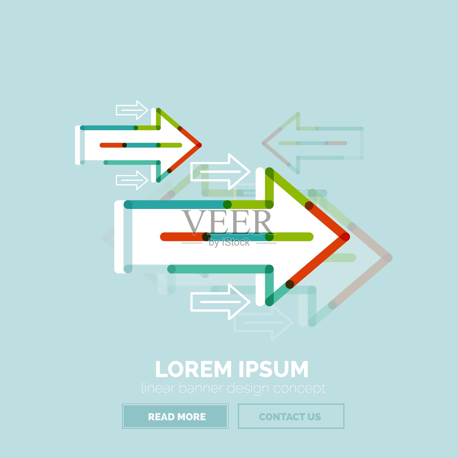 摘要旗帜模板与箭头线性插画图片素材