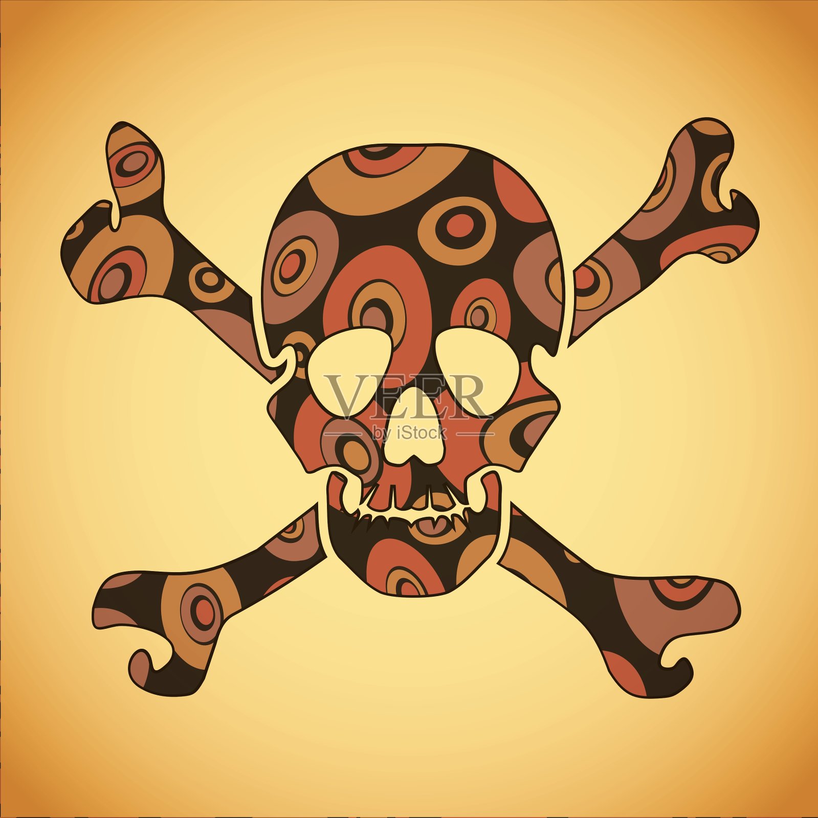 骷髅与彩色抽象元素插画图片素材