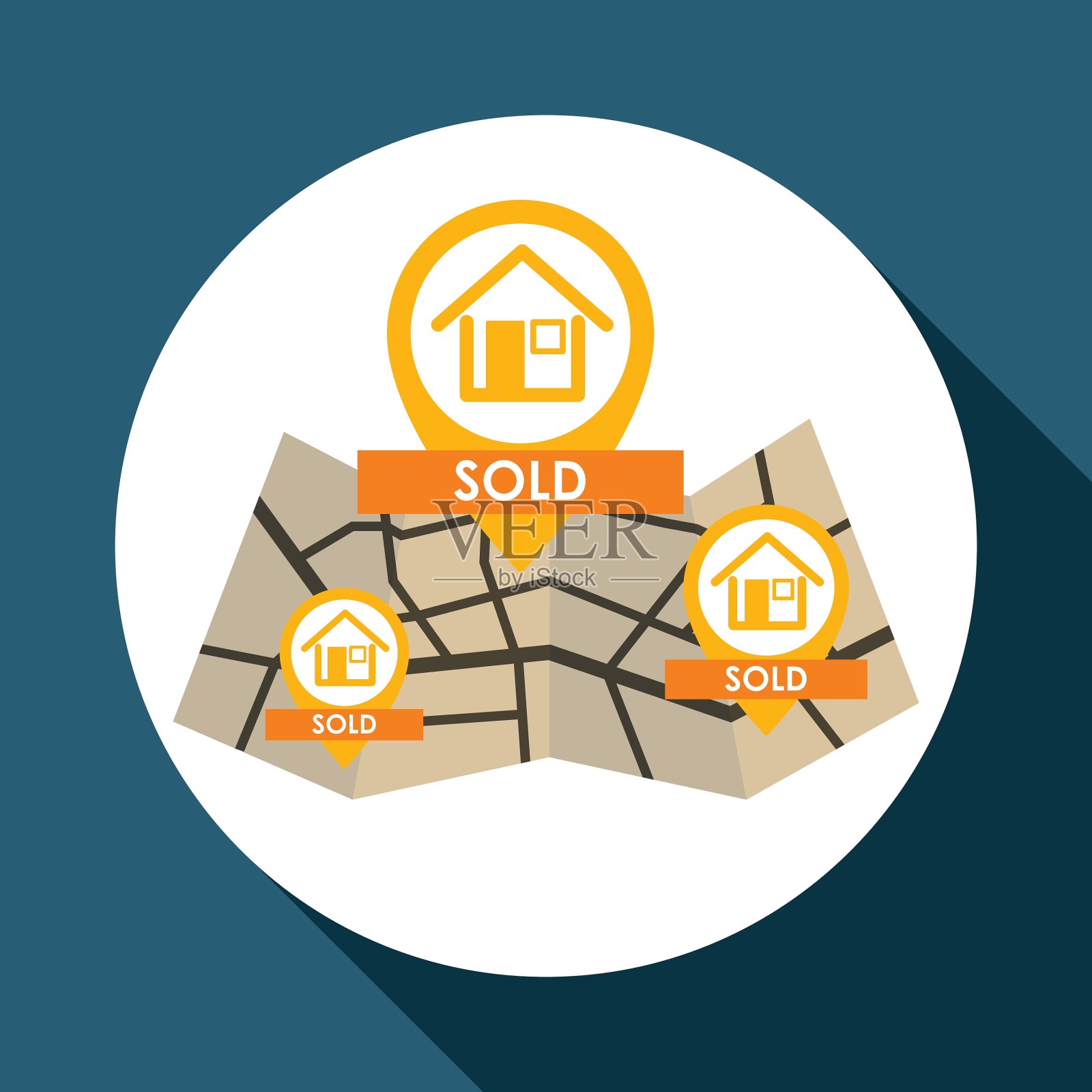 房地产设计家居概念物业图标插画图片素材