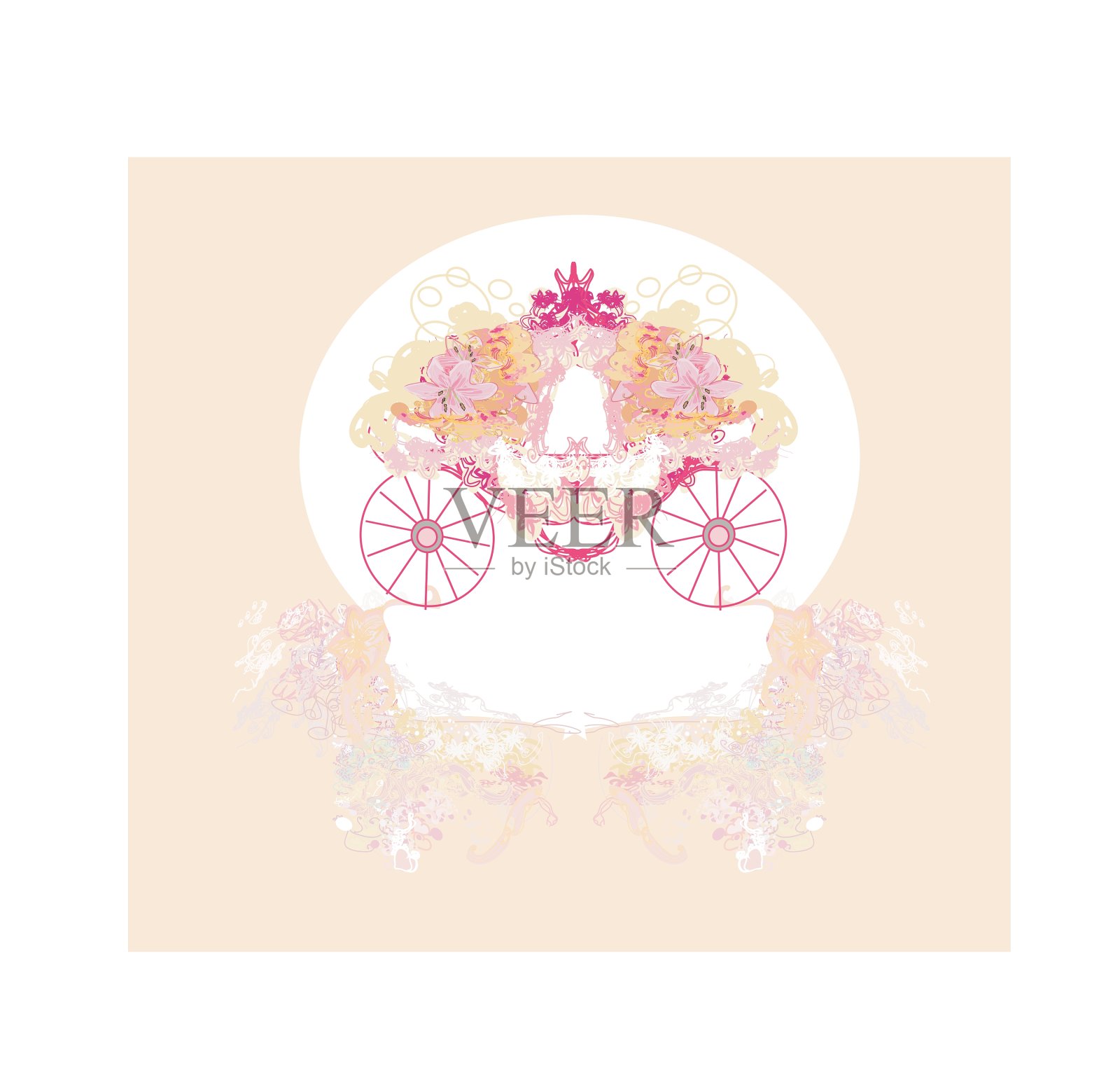 复古的花马车邀请插画图片素材