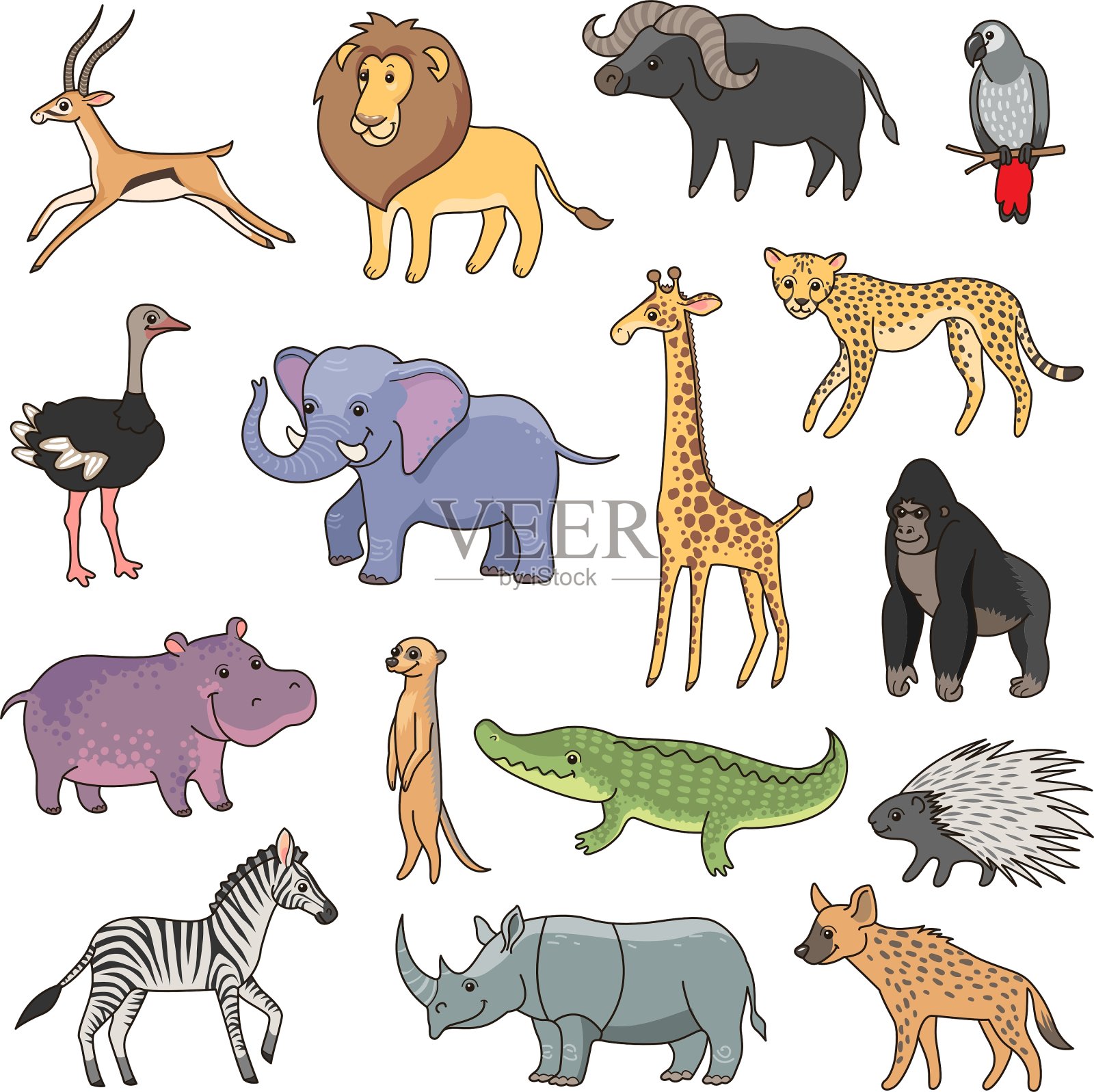 非洲的动物插画图片素材
