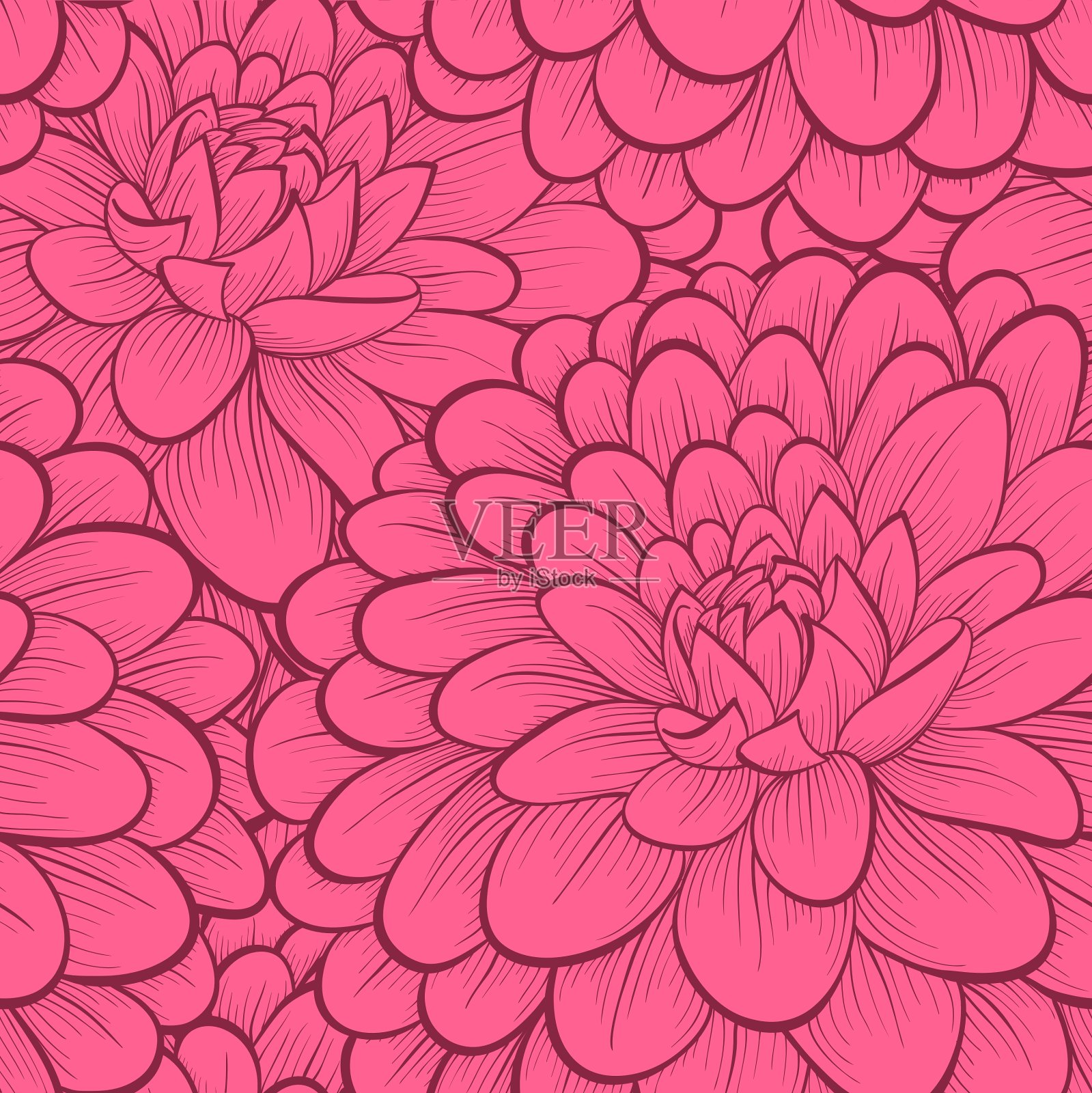 无缝背景与花插画图片素材