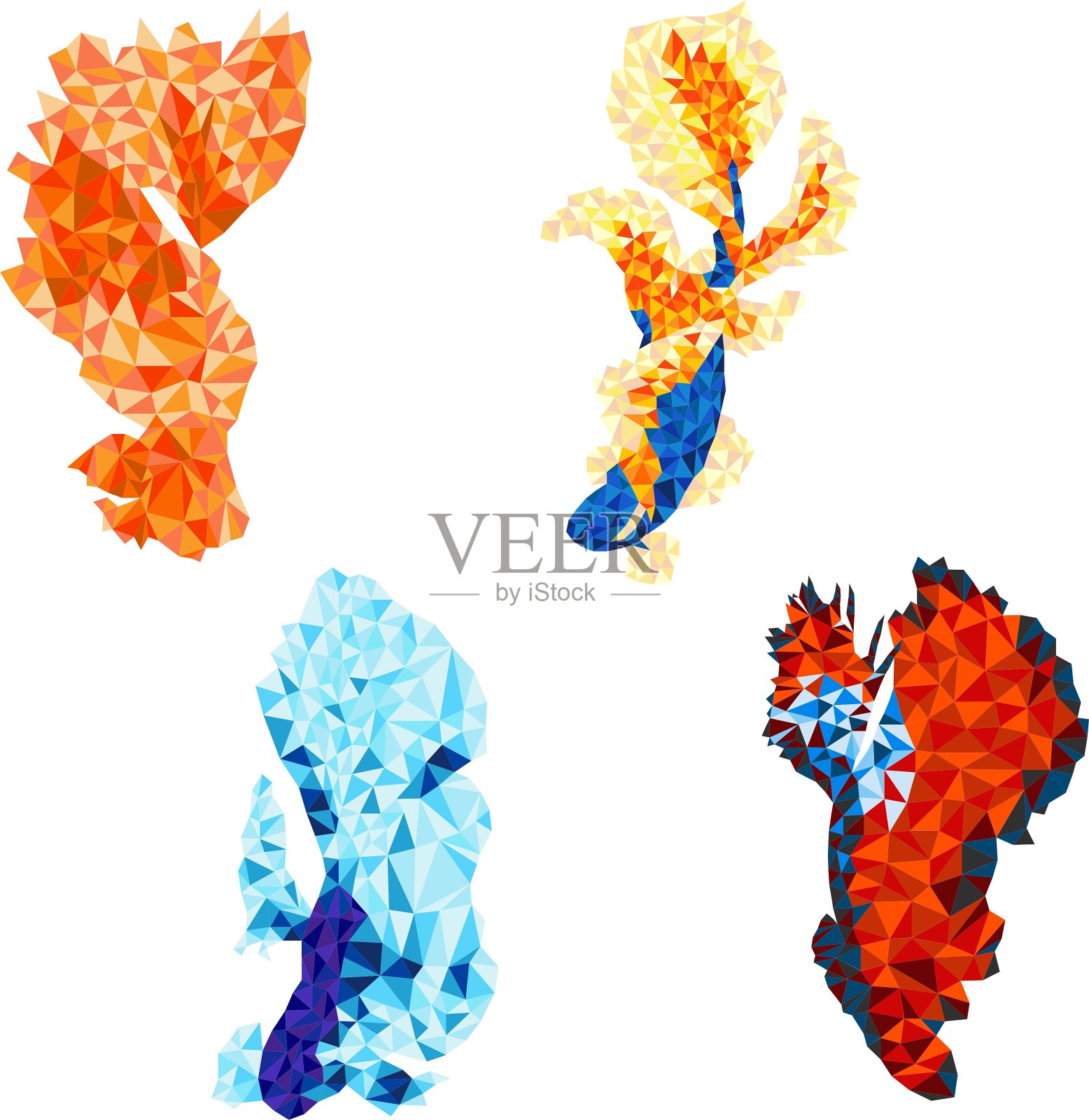 战斗鱼多边形设计元素图片