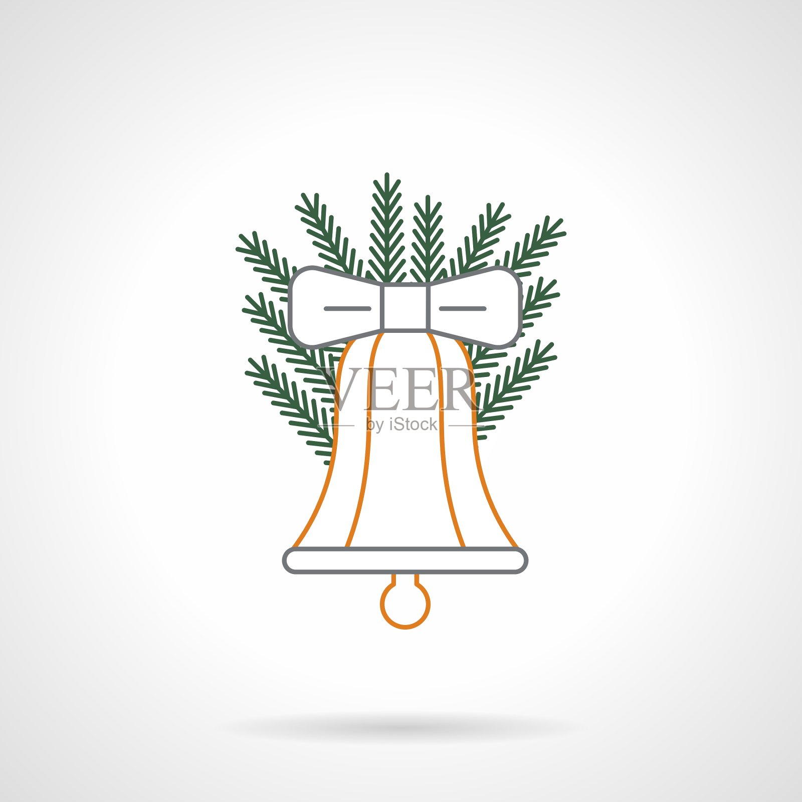 彩色平线圣诞钟图标插画图片素材