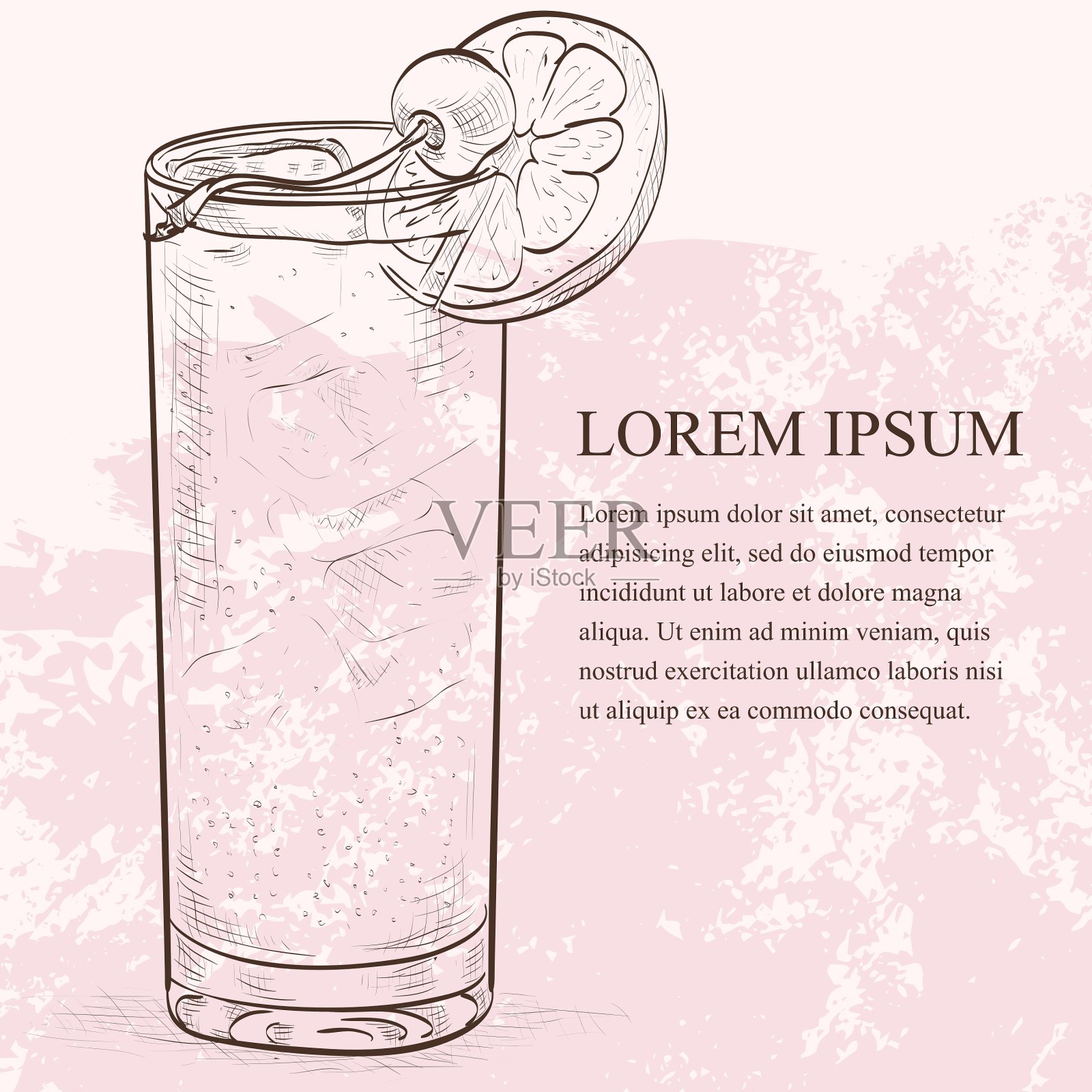 鸡尾酒约翰柯林斯插画图片素材