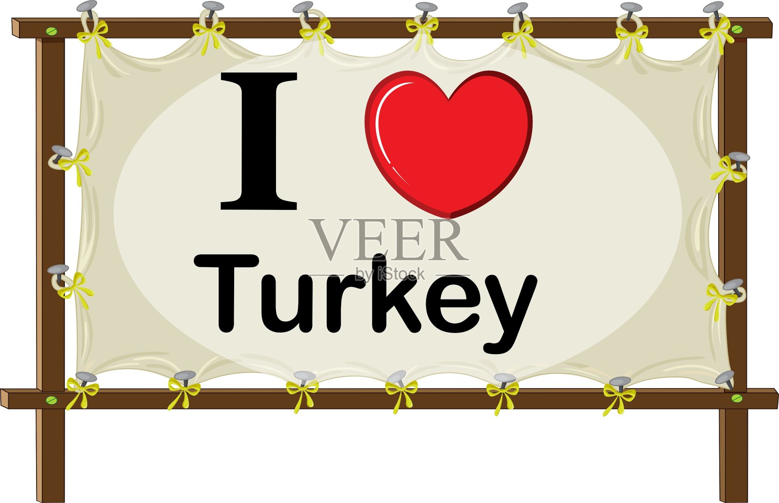 展示对土耳其的爱的标牌设计元素图片