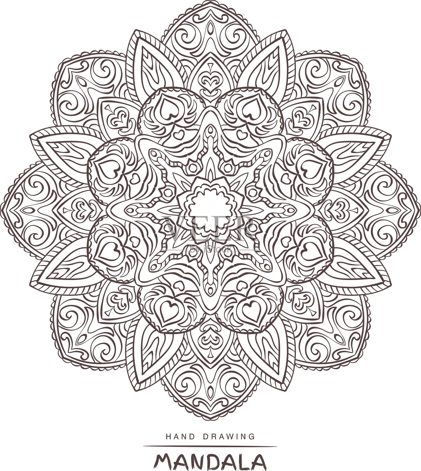 曼陀罗用装饰元素上色插画图片素材