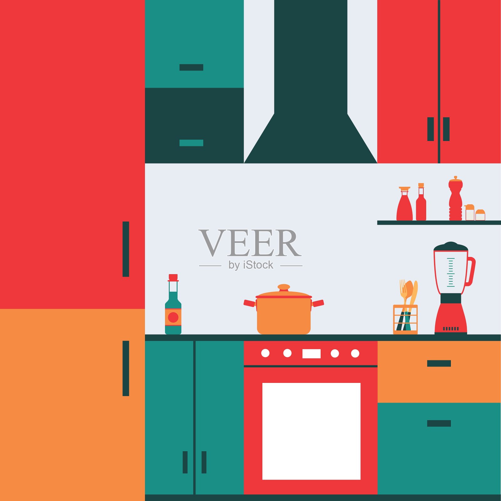 在厨房里的男人插画图片素材