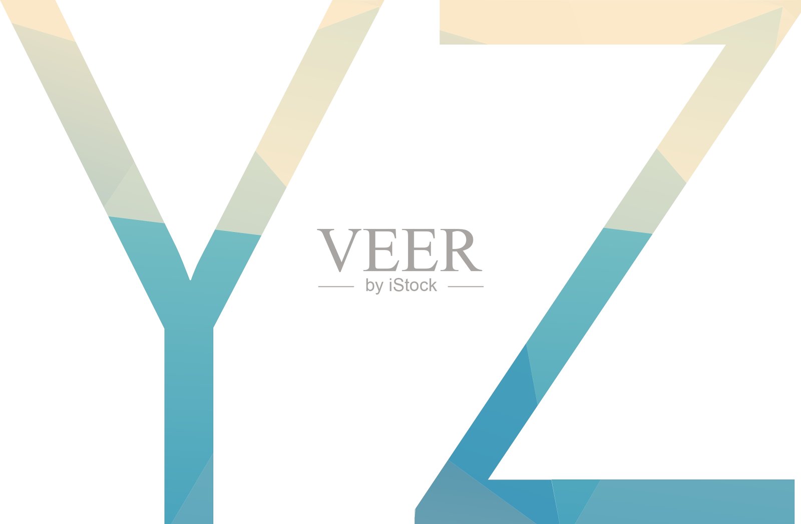 多边形孤立光梯度字母插画图片素材