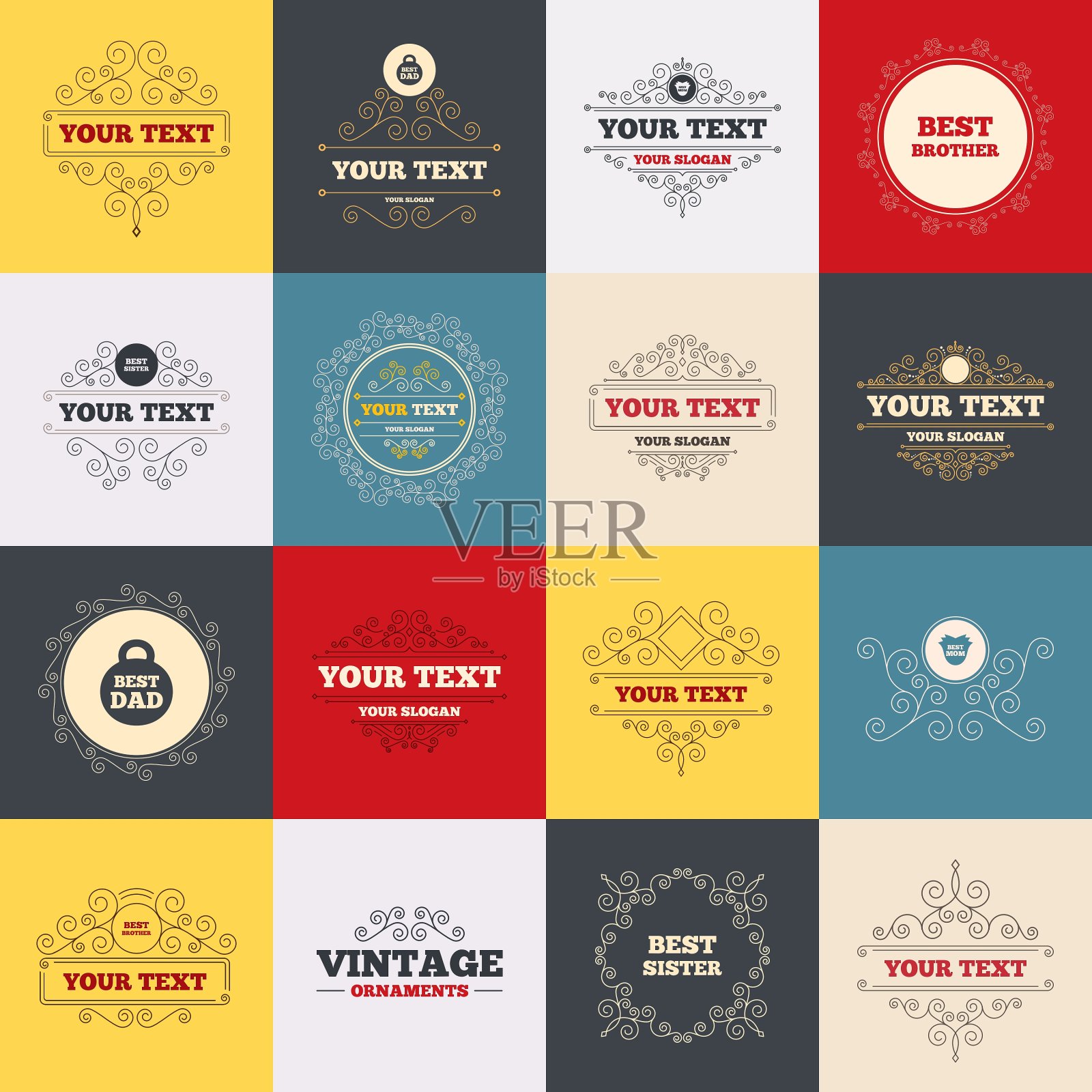 最好的爸爸妈妈，兄弟姐妹偶像插画图片素材