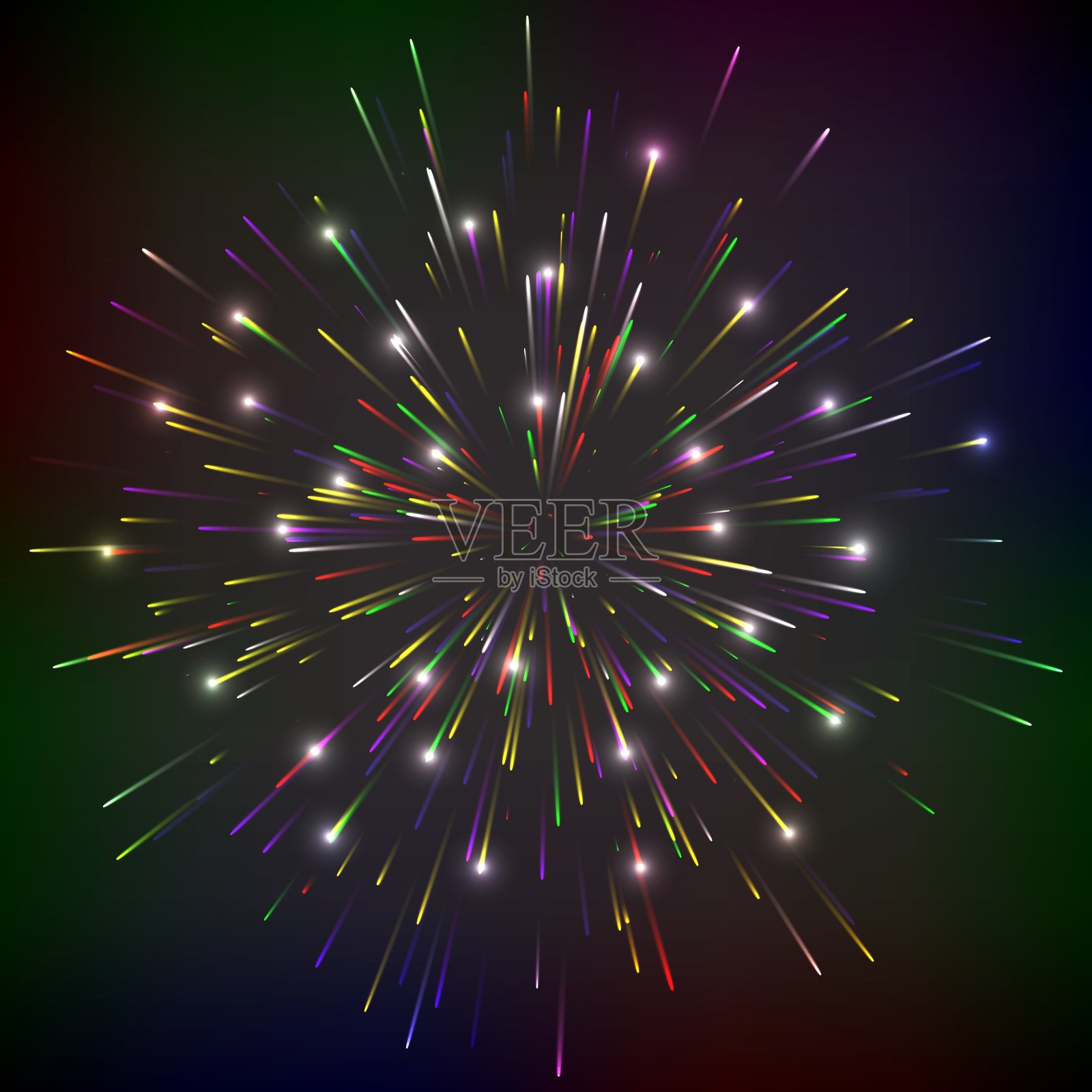 明亮抽象的节日烟花在黑色之上插画图片素材