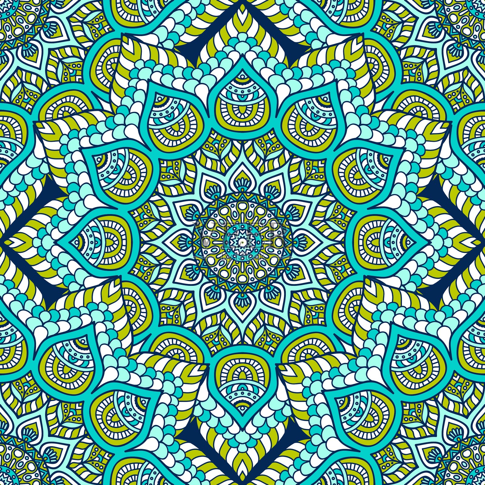 民族花卉无缝图案插画图片素材