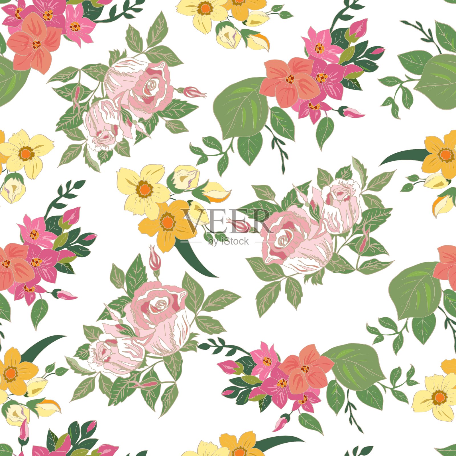 花卉无缝模式插画图片素材