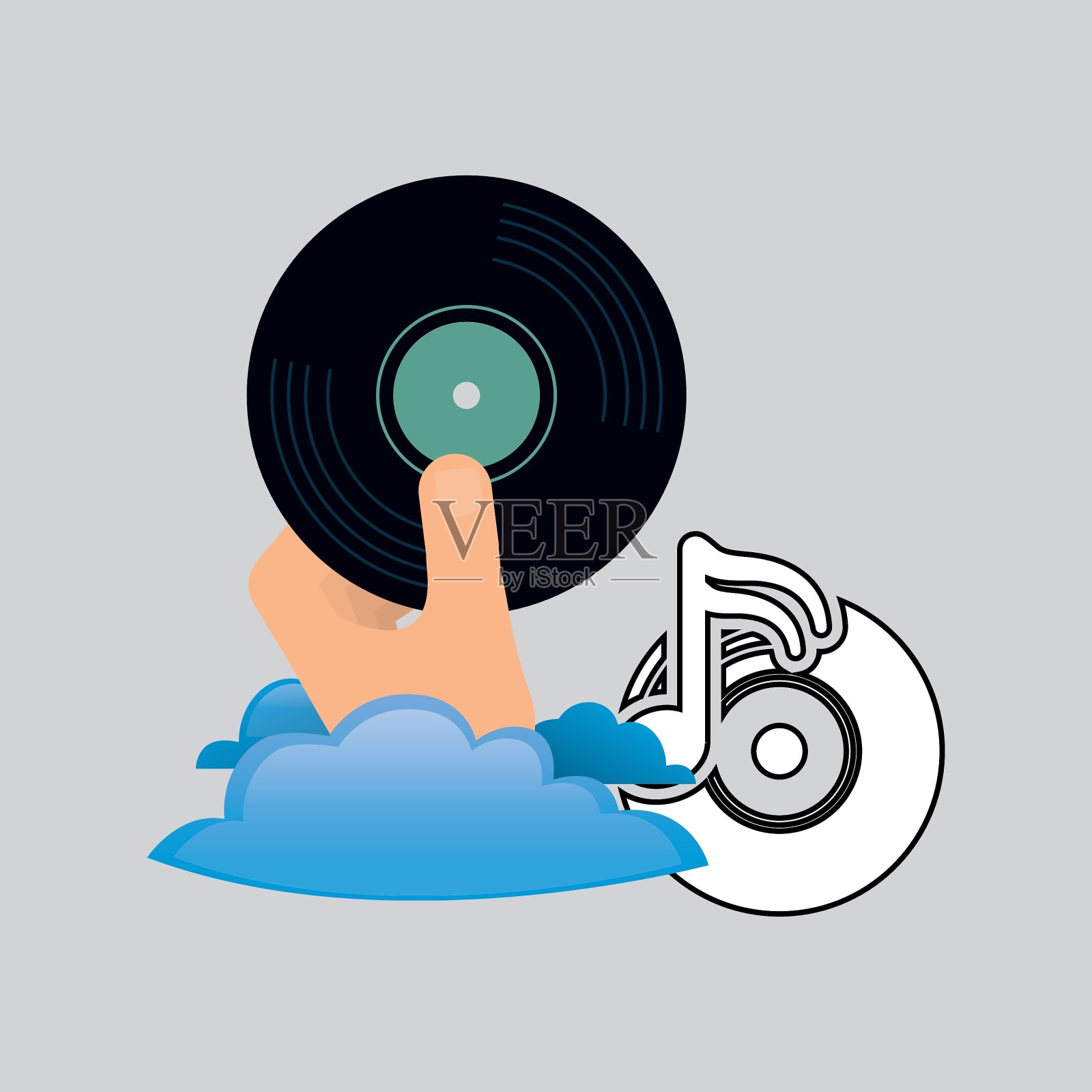 音乐设计黑胶图标白色背景插画图片素材