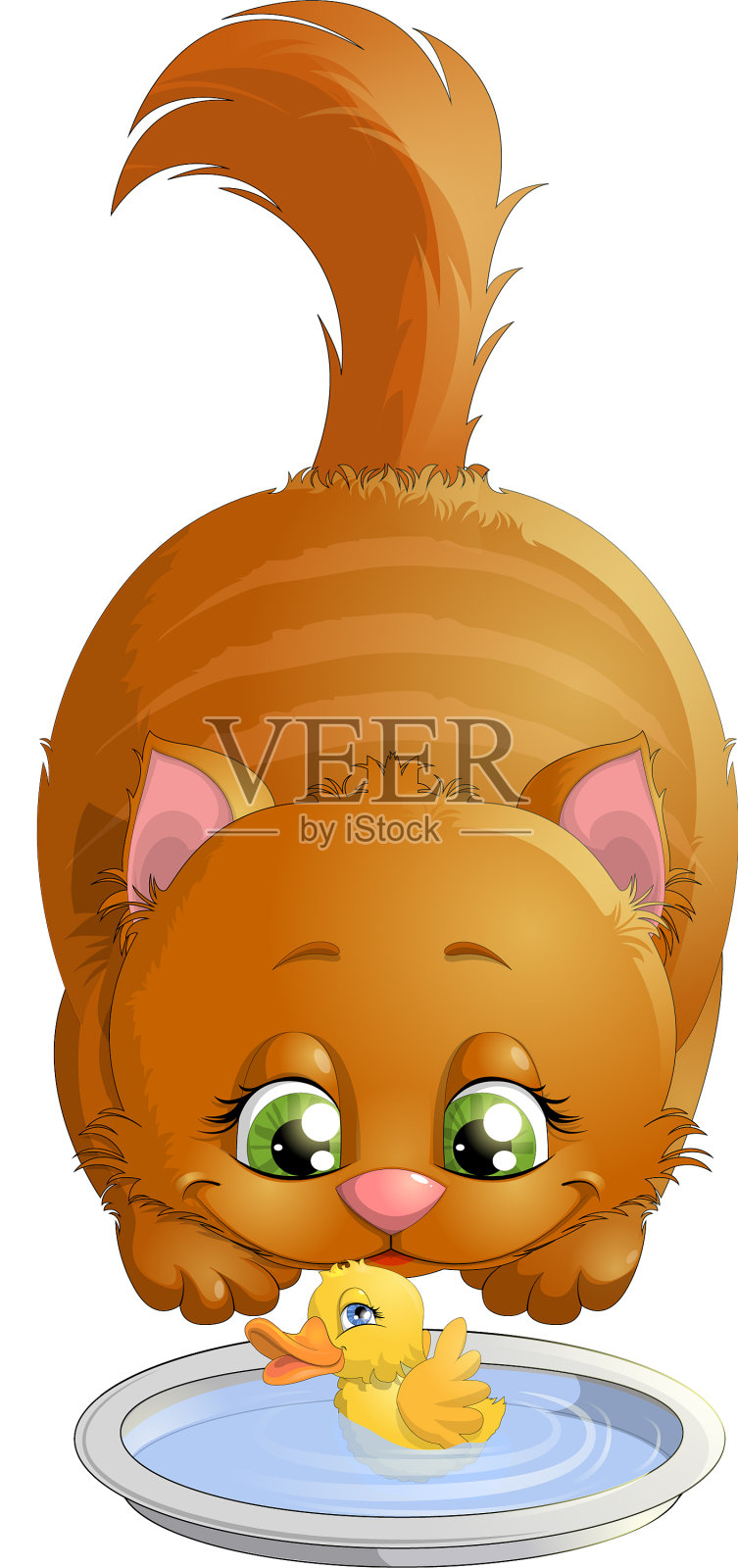 猫和鸭子设计元素图片