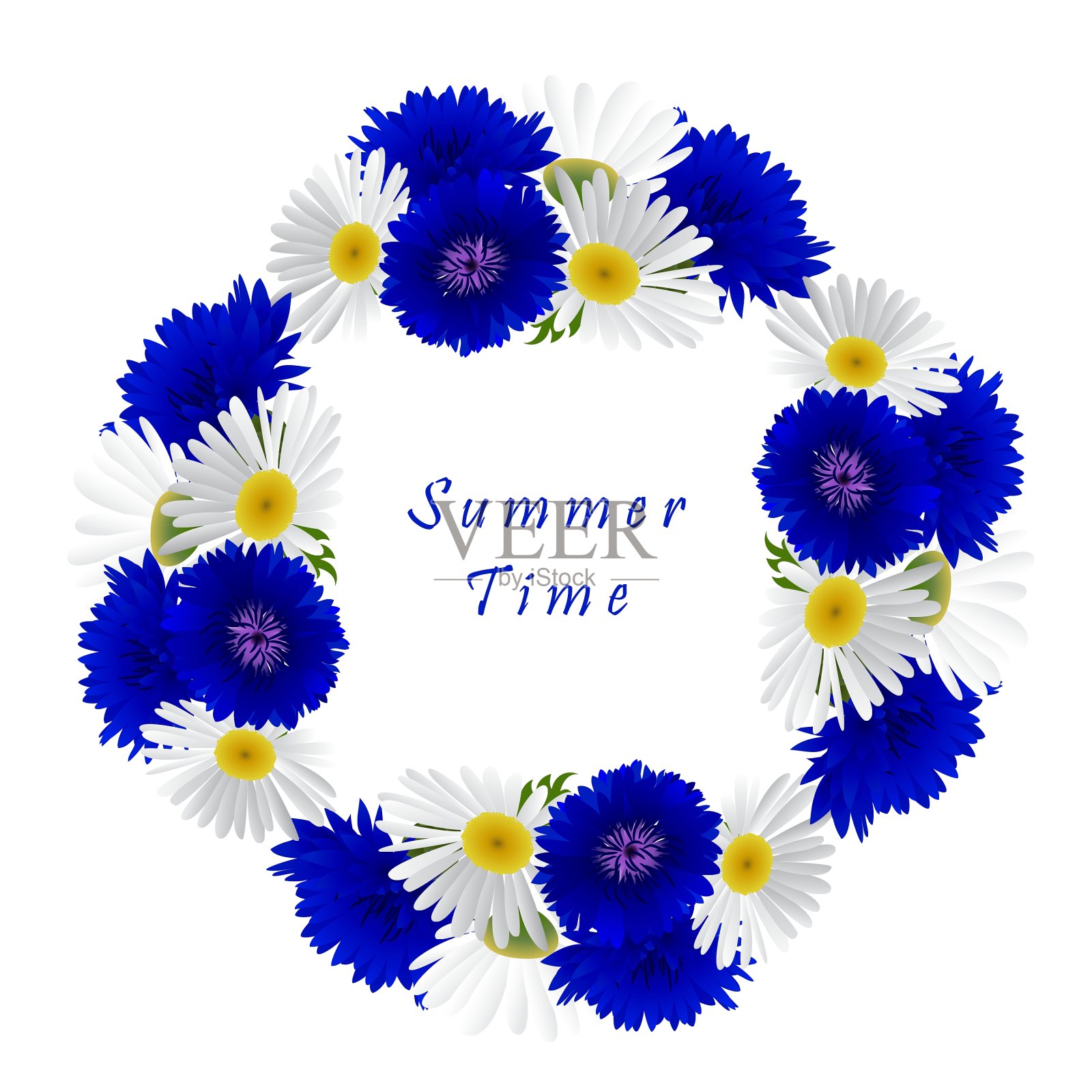 白色背景与洋甘菊和设计元素图片