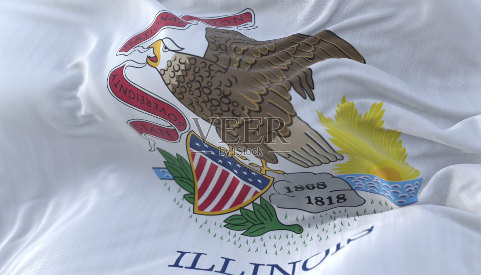 美国伊利诺伊州旗，美国区域照片摄影图片