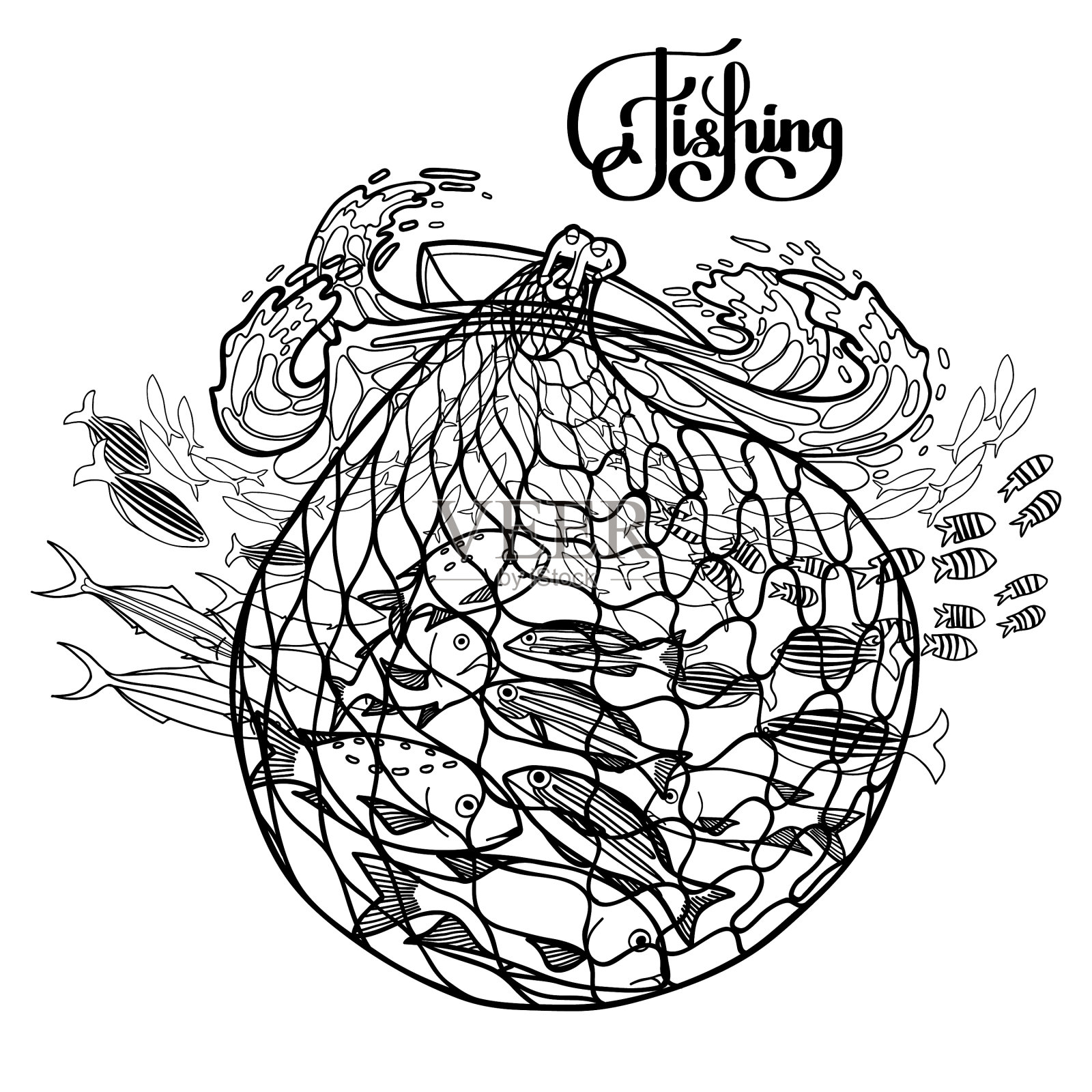 船上有两个渔夫设计元素图片