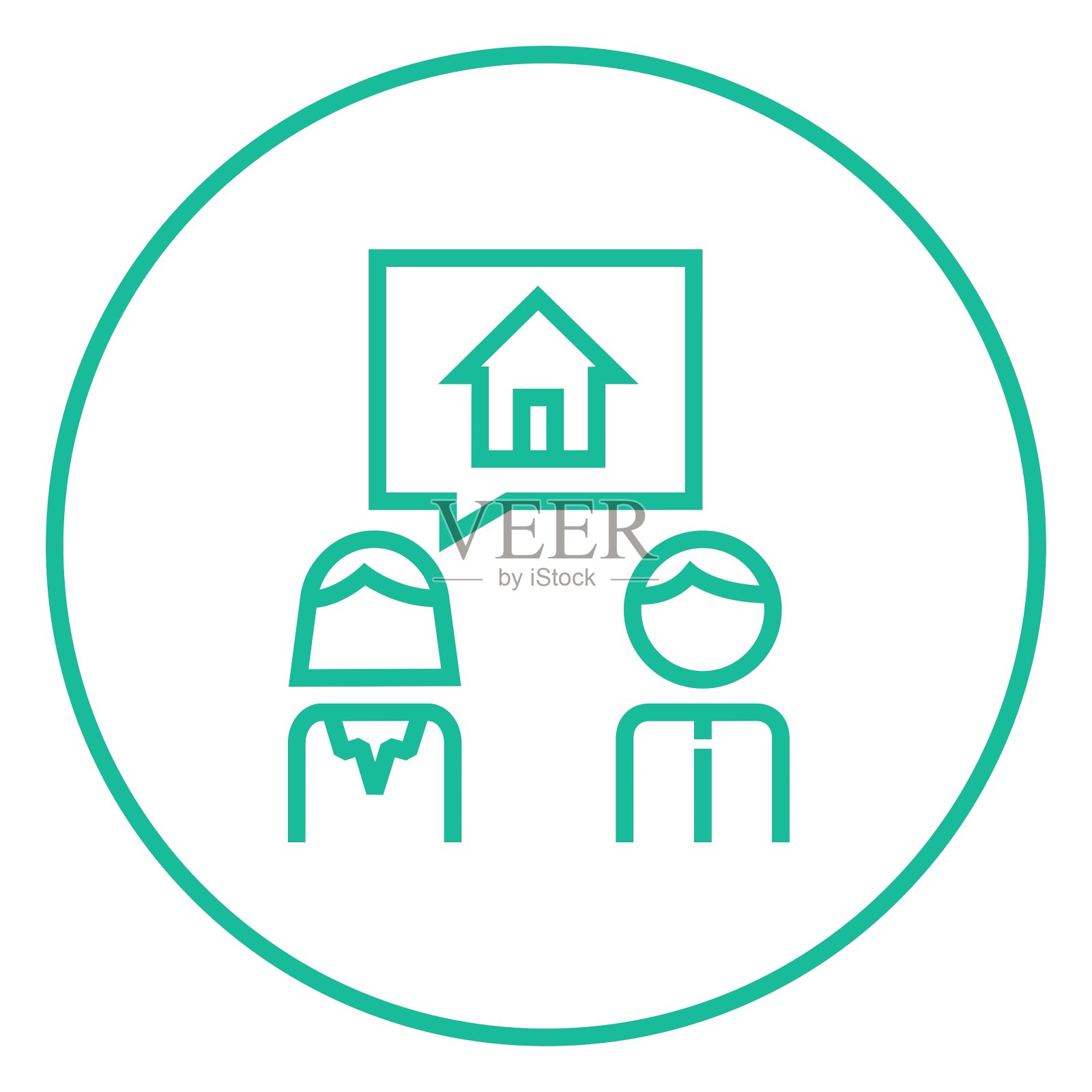 夫妇梦想的房子线图标图标素材