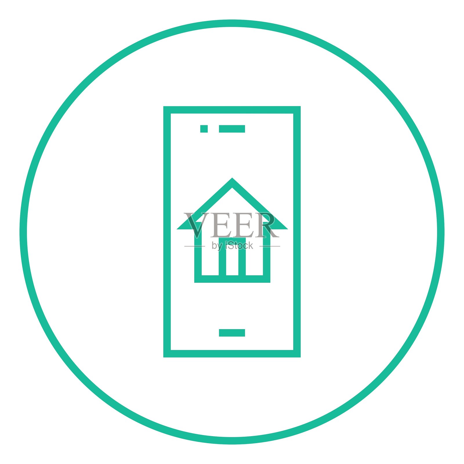 移动设备线图标上的属性搜索设计元素图片