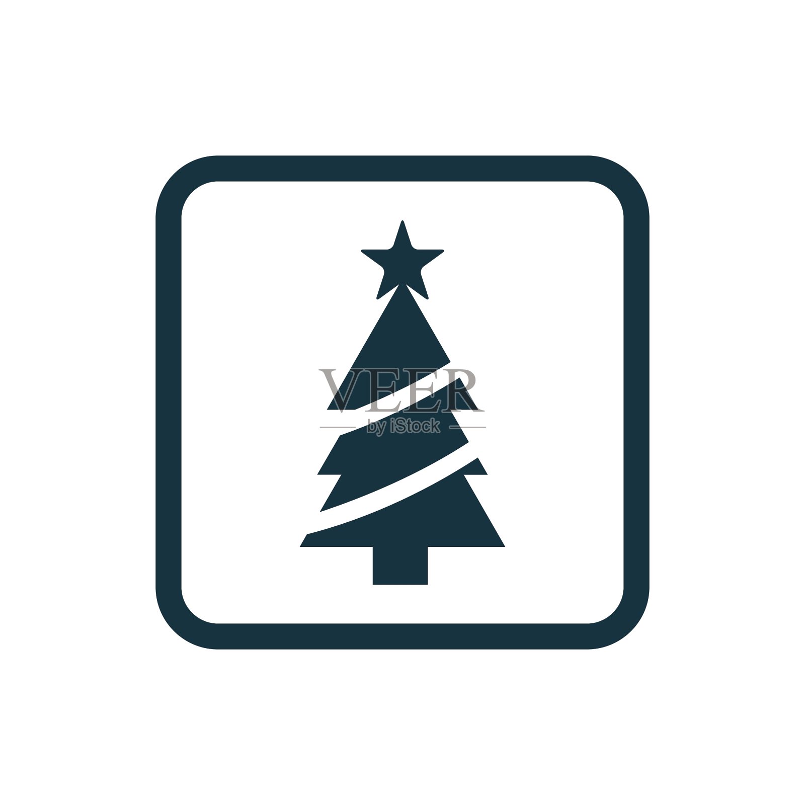 圣诞树图标圆角正方形按钮图标素材